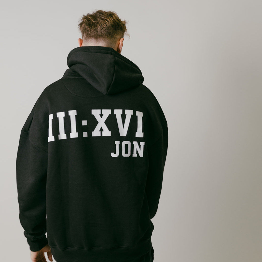 JON III:XVI Hoodie - 345 GSM | Unisex | Black