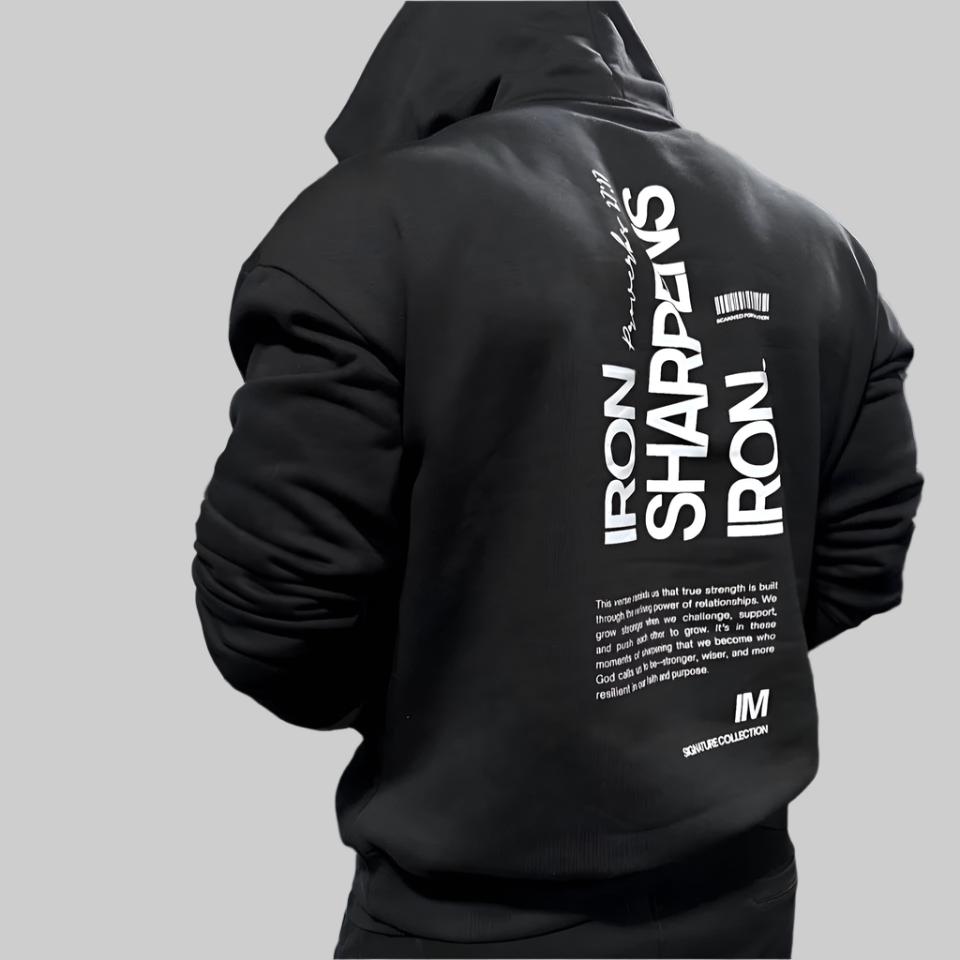 Iron Sharpens Iron Hoodie - 350 GSM | Unisex | Relaxed-Fit | Deep Set Hood | Black