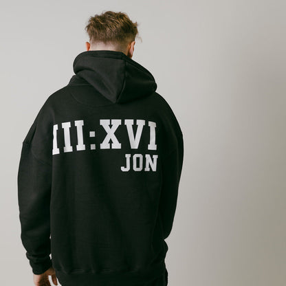 JON III:XVI Hoodie - 345 GSM | Unisex | Black