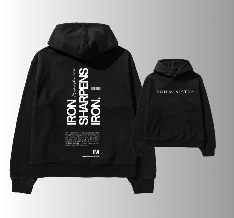Iron Sharpens Iron Hoodie - 350 GSM | Unisex | Oversized | Deep Set Hood | Black