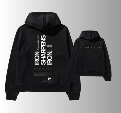 Iron Sharpens Iron Hoodie - 350 GSM | Unisex | Oversized | Deep Set Hood | Black